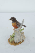 Load image into Gallery viewer, Andrea by Sadek “Robin” Bird Figurine – Porcelain Songbird with Flowers – Made in Japan Vintage Nature Statue

