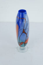 Load image into Gallery viewer, Robinson Scott Signed Art Glass Vase Multicolor Cobalt Blue Orange Studio Glass 13 Inch
