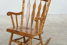 Load image into Gallery viewer, Traditional Solid Wood Windsor Rocking Chair with Carved Floral Crest
