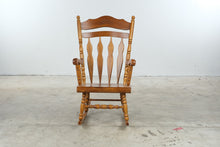 Load image into Gallery viewer, Traditional Solid Wood Windsor Rocking Chair with Carved Floral Crest

