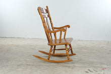 Load image into Gallery viewer, Traditional Solid Wood Windsor Rocking Chair with Carved Floral Crest
