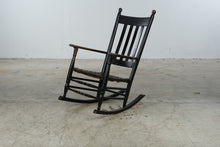 Load image into Gallery viewer, Antique Style Black Wood Rocking Chair Woven Seat Ladder Back 39 Inch
