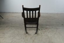 Load image into Gallery viewer, Antique Style Black Wood Rocking Chair Woven Seat Ladder Back 39 Inch
