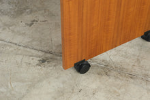 Load image into Gallery viewer, Nordisk Teak Rolling Desk, Contemporary Mobile Writing Desk on Casters
