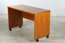 Load image into Gallery viewer, Nordisk Teak Rolling Desk, Contemporary Mobile Writing Desk on Casters
