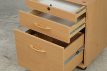Load image into Gallery viewer, Light Wood Mobile Locking 3-Drawer Filing Cabinet
