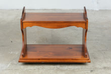 Load image into Gallery viewer, Solid Wood Two Tier Rolling Bookcase Magazine Rack
