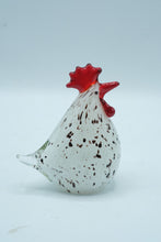 Load image into Gallery viewer, Hand-Blown Art Glass Rooster Figurine, White Speckled Glass with Red Comb
