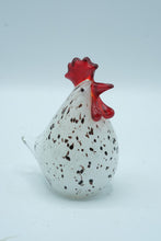 Load image into Gallery viewer, Hand-Blown Art Glass Rooster Figurine, White Speckled Glass with Red Comb
