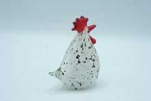 Load image into Gallery viewer, Hand-Blown Art Glass Rooster Figurine, White Speckled Glass with Red Comb
