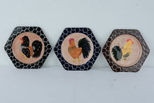 Load image into Gallery viewer, Set of 3 CBK Ltd Hand Painted Rooster Hen Ceramic Plates 1999 Farmhouse Wall Decor
