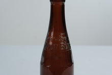 Load image into Gallery viewer, Antique Hires Root Beer Amber Glass Embossed Soda Bottle 9 Inch
