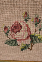Load image into Gallery viewer, Vintage Framed Cross Stitch Rose Needlework Floral Wall Art Gold Frame
