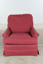 Load image into Gallery viewer, Thomasville Upholstered Lounge Chair and Ottoman in Red Textured Fabric
