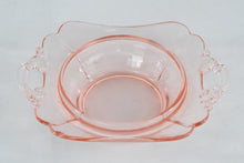 Load image into Gallery viewer, Heisey Flamingo Pink Glass Handled Relish Dish Serving Bowl
