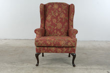 Load image into Gallery viewer, Rose Floral Upholstered Wingback Chair with Queen Anne Legs
