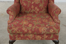 Load image into Gallery viewer, Rose Floral Upholstered Wingback Chair with Queen Anne Legs
