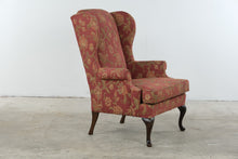 Load image into Gallery viewer, Rose Floral Upholstered Wingback Chair with Queen Anne Legs
