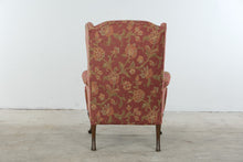 Load image into Gallery viewer, Rose Floral Upholstered Wingback Chair with Queen Anne Legs
