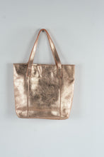 Load image into Gallery viewer, Rose Gold Metallic Genuine Leather Tote Shoulder Bag Tassel Large - Online Only
