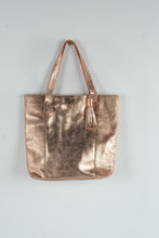 Load image into Gallery viewer, Rose Gold Metallic Genuine Leather Tote Shoulder Bag Tassel Large - Online Only
