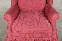 Load image into Gallery viewer, Traditional Rose Damask Upholstered Wingback Chair with Skirt
