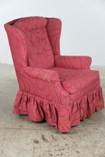 Load image into Gallery viewer, Traditional Rose Damask Upholstered Wingback Chair with Skirt
