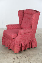 Load image into Gallery viewer, Traditional Rose Damask Upholstered Wingback Chair with Skirt
