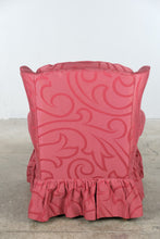 Load image into Gallery viewer, Traditional Rose Damask Upholstered Wingback Chair with Skirt

