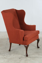 Load image into Gallery viewer, Traditional Rose Upholstered Wingback Accent Chair with Carved Queen Anne Legs
