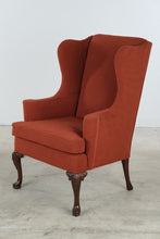 Load image into Gallery viewer, Traditional Rose Upholstered Wingback Accent Chair with Carved Queen Anne Legs
