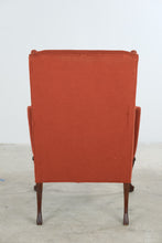 Load image into Gallery viewer, Traditional Rose Upholstered Wingback Accent Chair with Carved Queen Anne Legs
