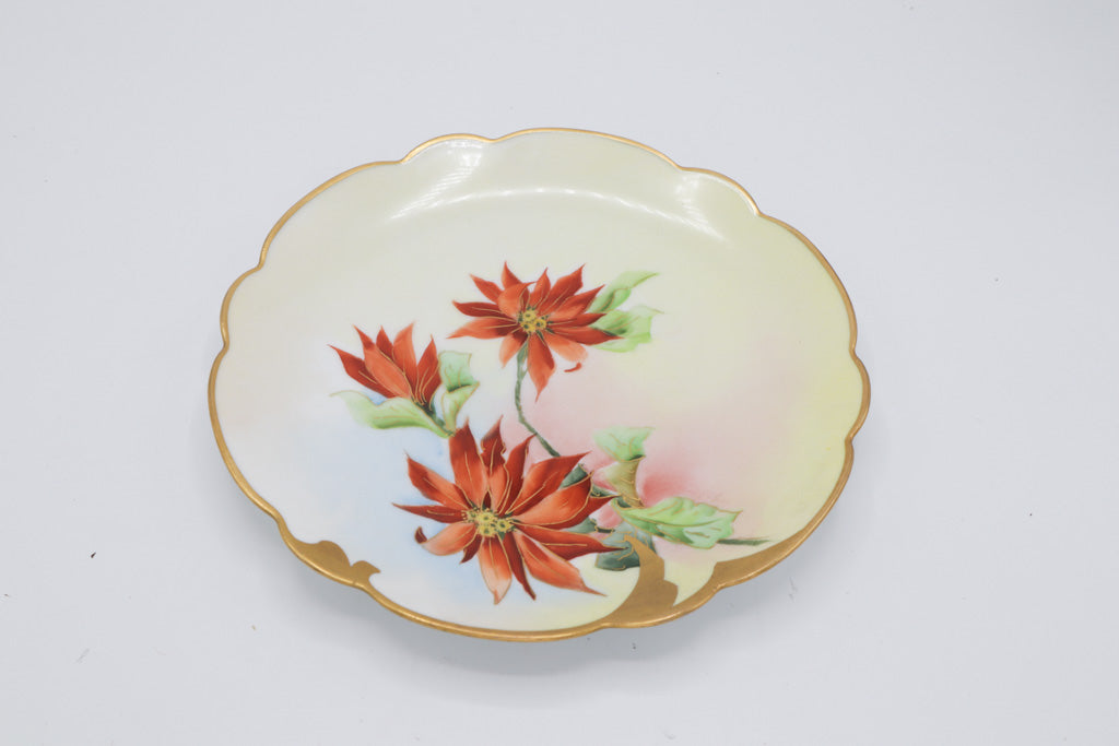 Rosenthal Bavaria Hand Painted Floral Plate – Red Blossoms with Gold Trim