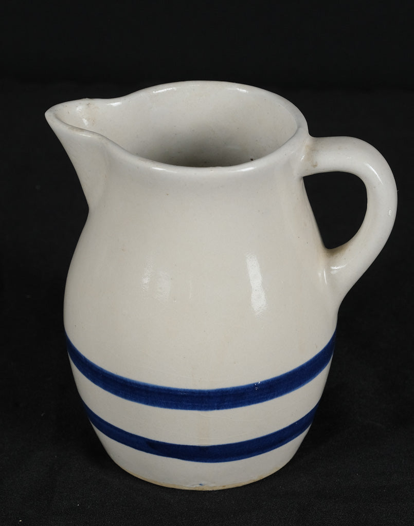 Vintage Roseville Blue Banded Stoneware Pitcher – R.R.P. Co. USA #303-H