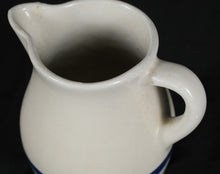 Load image into Gallery viewer, Vintage Roseville Blue Banded Stoneware Pitcher – R.R.P. Co. USA #303-H
