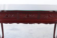 Load image into Gallery viewer, Rosewood Console Table with Custom Glass Top
