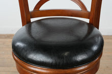 Load image into Gallery viewer, Set of 2 Swivel Counter Height Bar Stools in Cherry Finish with Black Upholstered Seats
