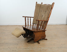 Load image into Gallery viewer, Solid Wood Traditional Glider Rocking Chair with Ottoman Footrest Swivel Base
