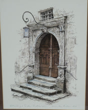 Load image into Gallery viewer, Monika Heller-Cole Signed Print – Rothenburg o. Tauber Rathaus Tür with Studio Stamp, Framed Artwork 18.5&quot; x 23.5&quot;
