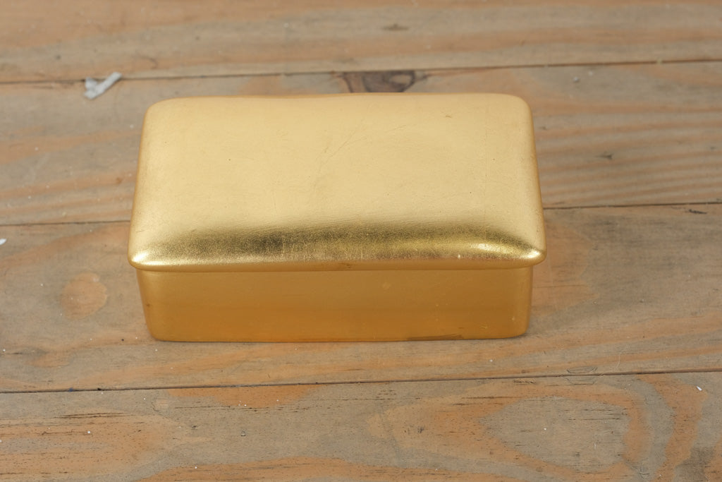 Gold Leaf Rectangular Trinket Box – Ceramic Vanity or Jewelry Box
