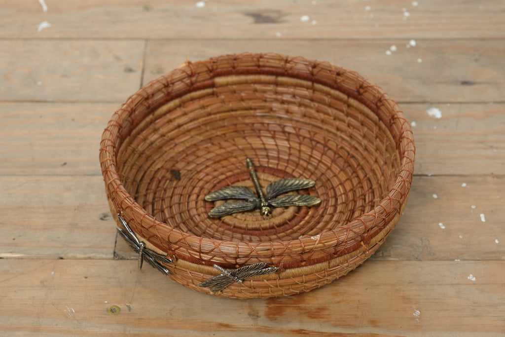 Pine Away Baskets Handcrafted Pine Needle Bowl – Dragonfly Accent