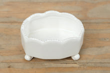 Load image into Gallery viewer, White Ceramic Trinket Dish with Scalloped Rim – Footed Vanity Bowl

