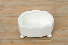 Load image into Gallery viewer, White Ceramic Trinket Dish with Scalloped Rim – Footed Vanity Bowl
