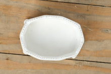 Load image into Gallery viewer, White Ceramic Trinket Dish with Scalloped Rim – Footed Vanity Bowl
