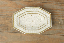 Load image into Gallery viewer, Fitz and Floyd Embossed Gold-Trim Oval Soap Dish Set – Pair of Decorative Trays
