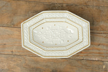 Load image into Gallery viewer, Fitz and Floyd Embossed Gold-Trim Oval Soap Dish Set – Pair of Decorative Trays
