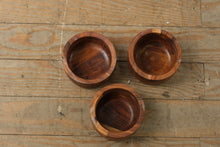 Load image into Gallery viewer, Set of 3 Handcrafted Acacia Wood Bowls – Natural Grain Mini Serving Set
