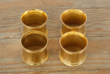 Load image into Gallery viewer, Set of 4 Gold-Tone Hammered Metal Napkin Rings – Beaded Rim Design
