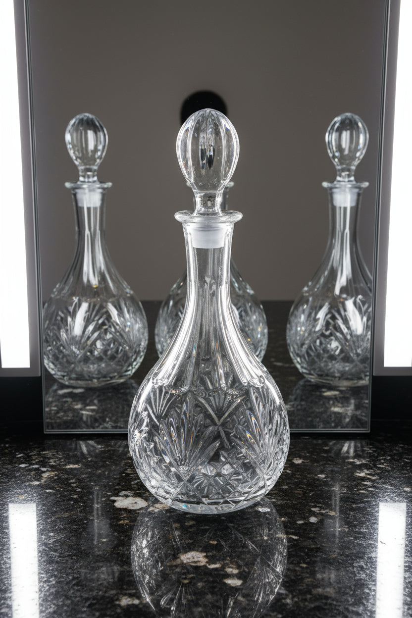 Cut Crystal Decanter with Stopper – Vintage European Style Barware