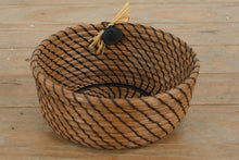 Load image into Gallery viewer, Pine Away Baskets Handwoven Pine Needle Bowl – Black Cord Accent &amp; Raffia Detail
